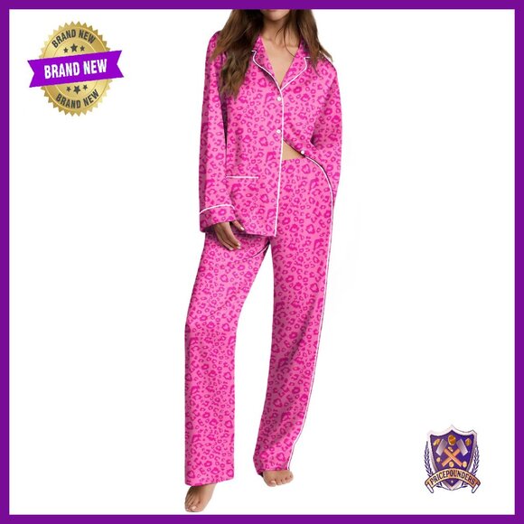 Satin Silk Pajama Set Long Sleeve Button Down Lounge Wear